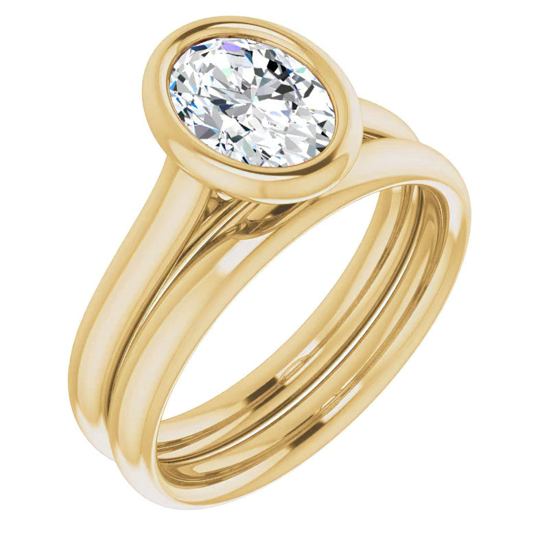 Oval Moissanite Petite Bezel Solitaire