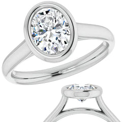 Oval Moissanite Petite Bezel Solitaire