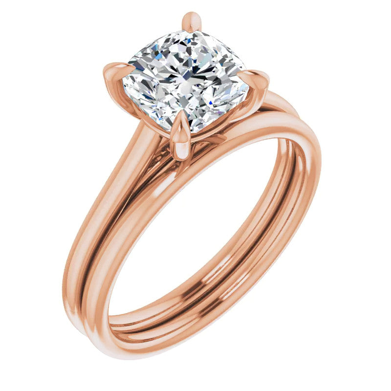 Cushion Moissanite Petite Cathedral Solitaire