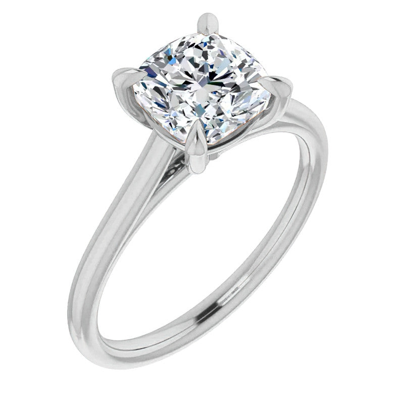 Cushion Moissanite Petite Cathedral Solitaire