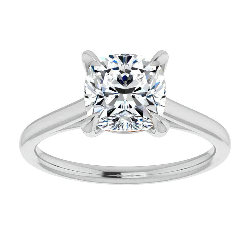Cushion Moissanite Petite Cathedral Solitaire