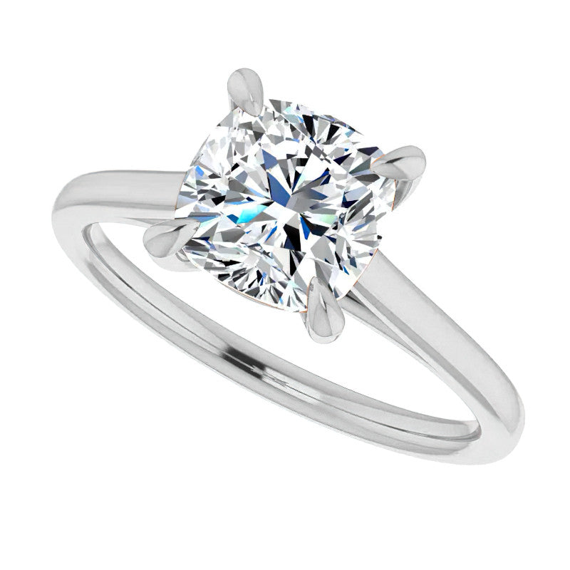 Cushion Moissanite Petite Cathedral Solitaire