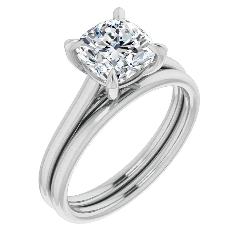 Cushion Moissanite Petite Cathedral Solitaire