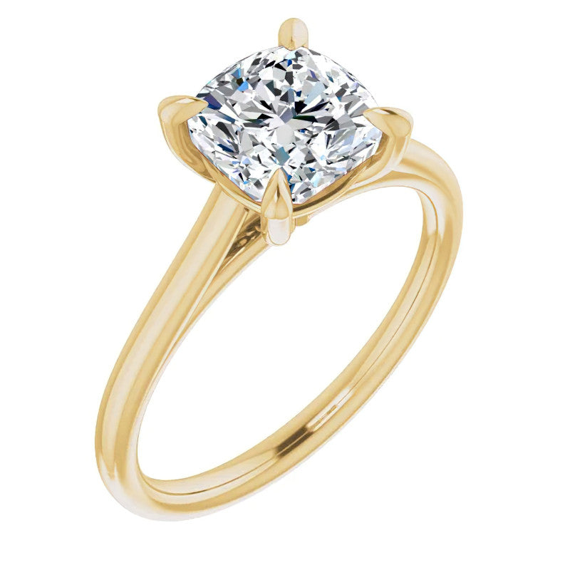 Cushion Moissanite Petite Cathedral Solitaire
