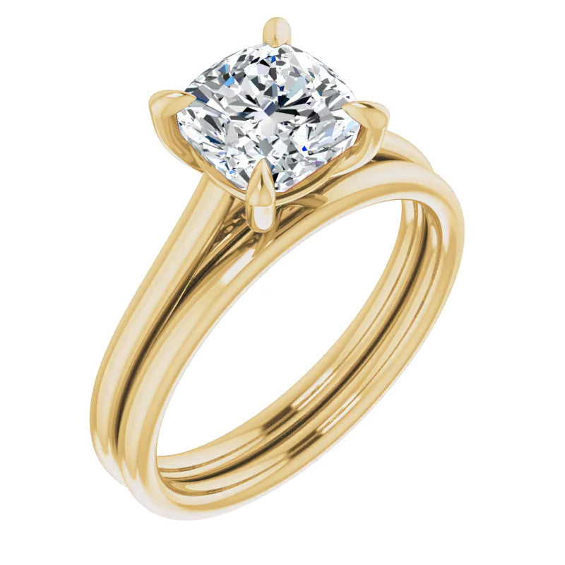 Cushion Moissanite Petite Cathedral Solitaire