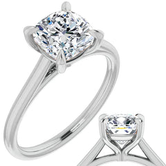 Cushion Moissanite Petite Cathedral Solitaire