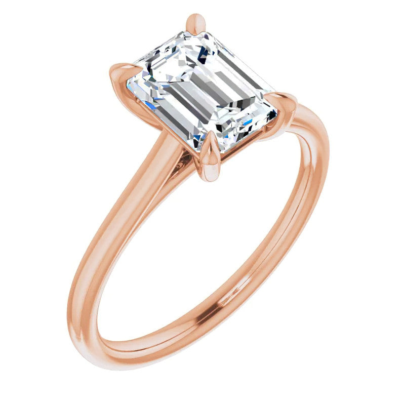 Emerald / Radiant cut Petite Cathedral Solitaire