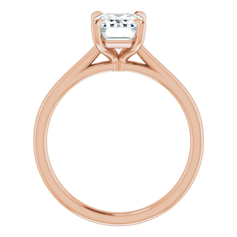 Emerald / Radiant cut Petite Cathedral Solitaire