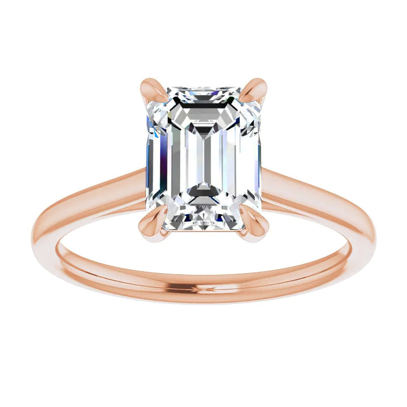 Emerald / Radiant cut Petite Cathedral Solitaire