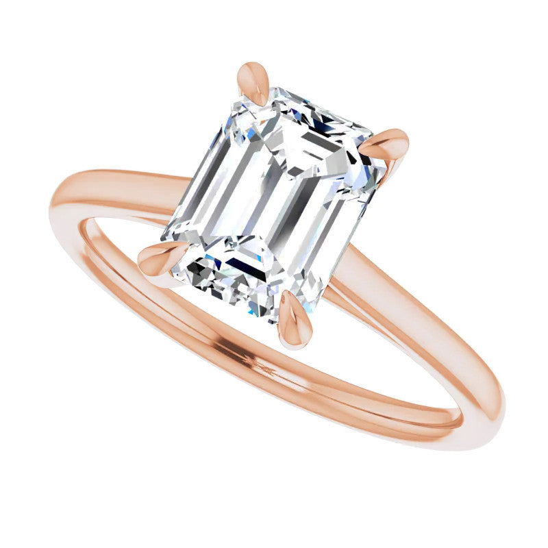 Emerald / Radiant cut Petite Cathedral Solitaire