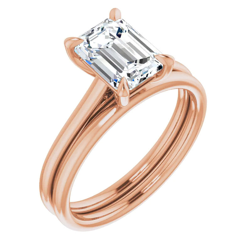 Emerald / Radiant cut Petite Cathedral Solitaire