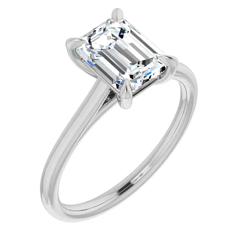 Emerald / Radiant cut Petite Cathedral Solitaire