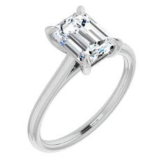 Emerald / Radiant cut Petite Cathedral Solitaire
