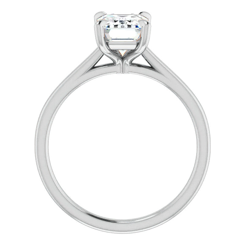 Emerald / Radiant cut Petite Cathedral Solitaire