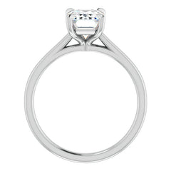 Emerald / Radiant cut Petite Cathedral Solitaire