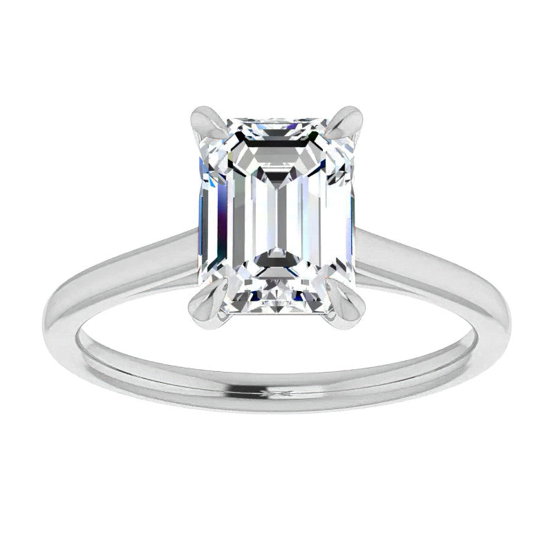 Emerald / Radiant cut Petite Cathedral Solitaire
