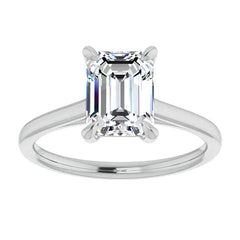 Emerald / Radiant cut Petite Cathedral Solitaire