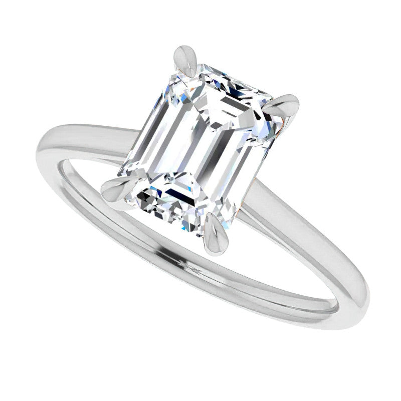 Emerald / Radiant cut Petite Cathedral Solitaire
