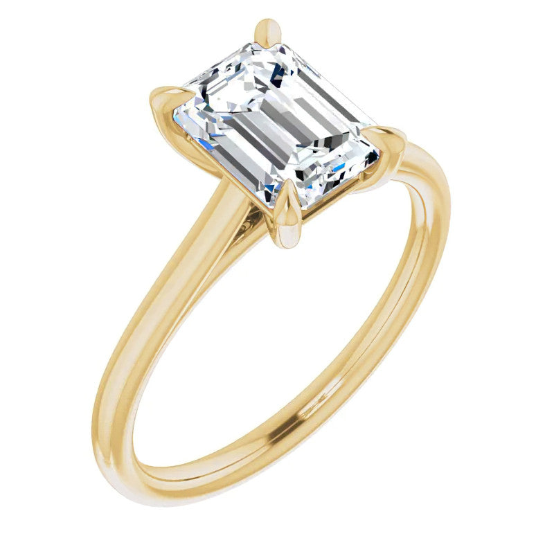Emerald / Radiant cut Petite Cathedral Solitaire