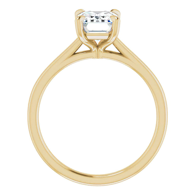 Emerald / Radiant cut Petite Cathedral Solitaire