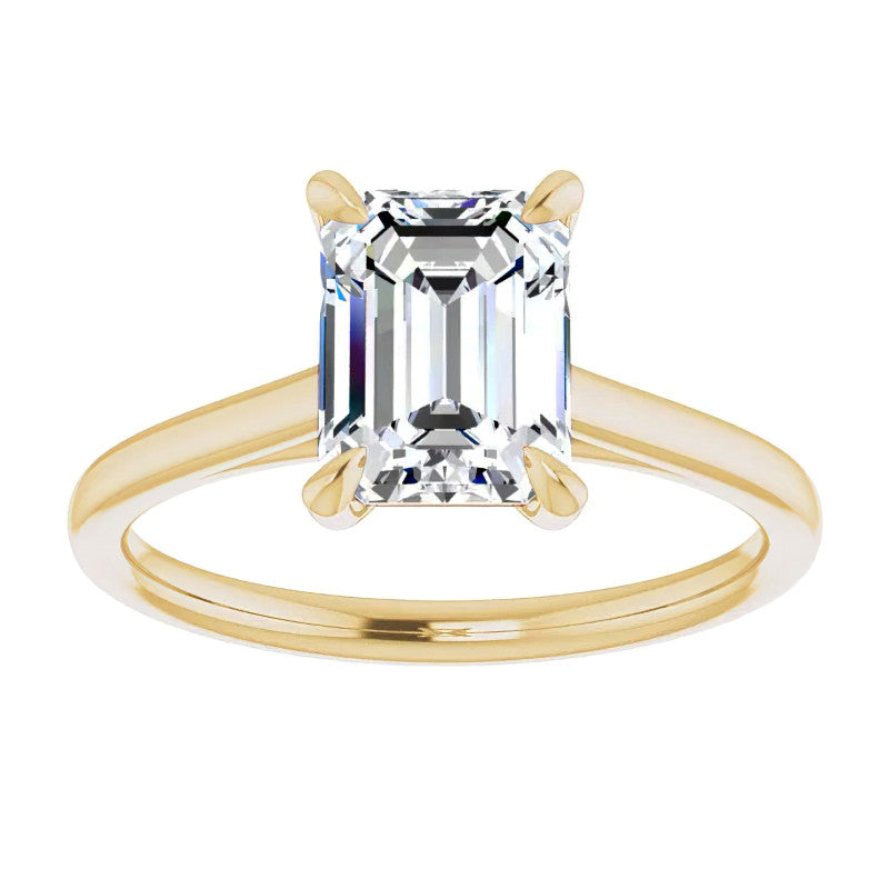 Emerald / Radiant cut Petite Cathedral Solitaire