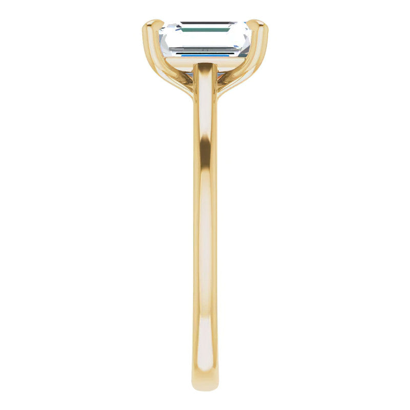 Emerald / Radiant cut Petite Cathedral Solitaire