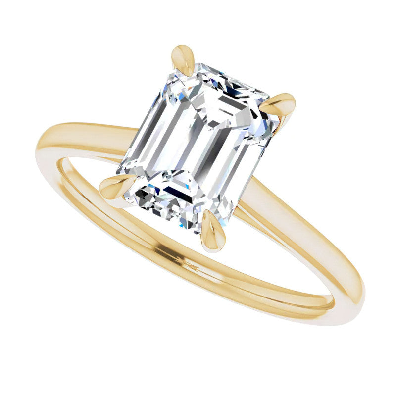 Emerald / Radiant cut Petite Cathedral Solitaire