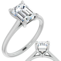 Emerald / Radiant cut Petite Cathedral Solitaire