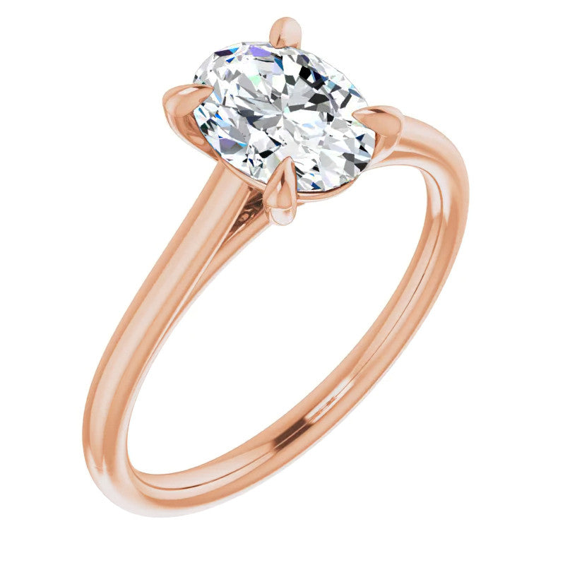 Oval Moissanite Petite Cathedral Solitaire
