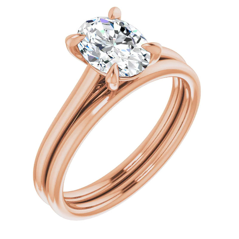 Oval Moissanite Petite Cathedral Solitaire
