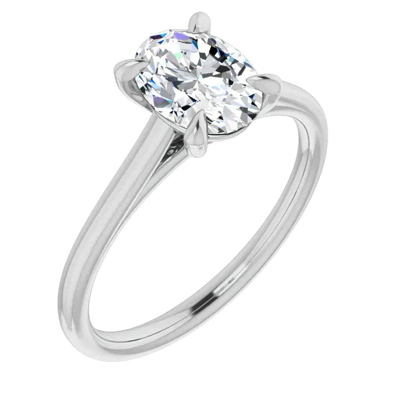 Oval Moissanite Petite Cathedral Solitaire
