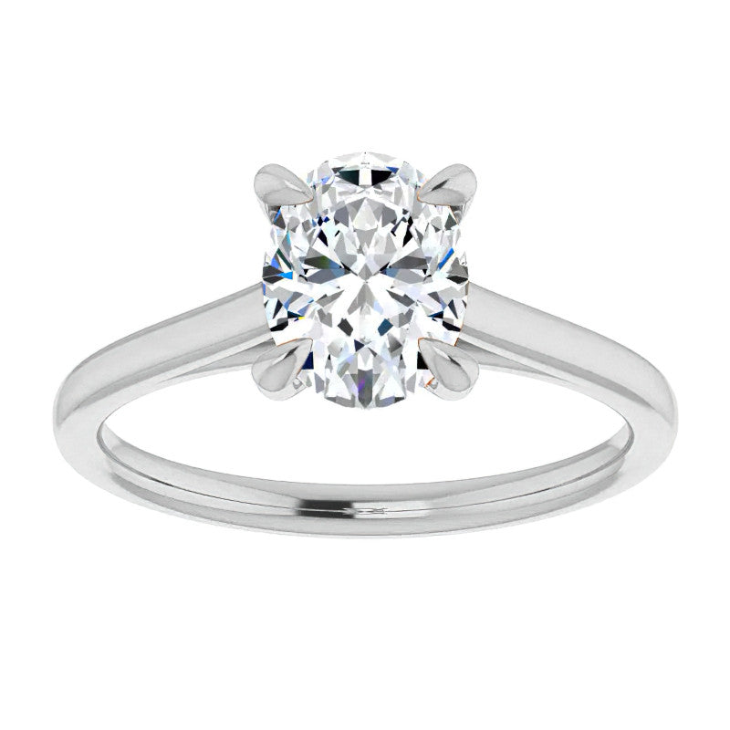 Oval Moissanite Petite Cathedral Solitaire