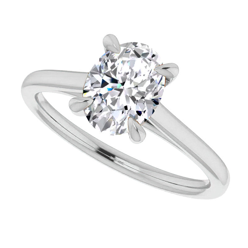Oval Moissanite Petite Cathedral Solitaire