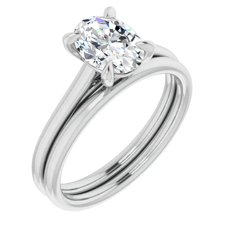 Oval Moissanite Petite Cathedral Solitaire