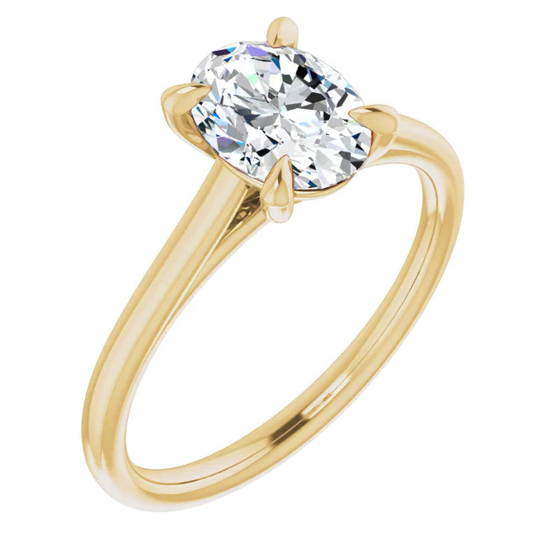 Oval Moissanite Petite Cathedral Solitaire