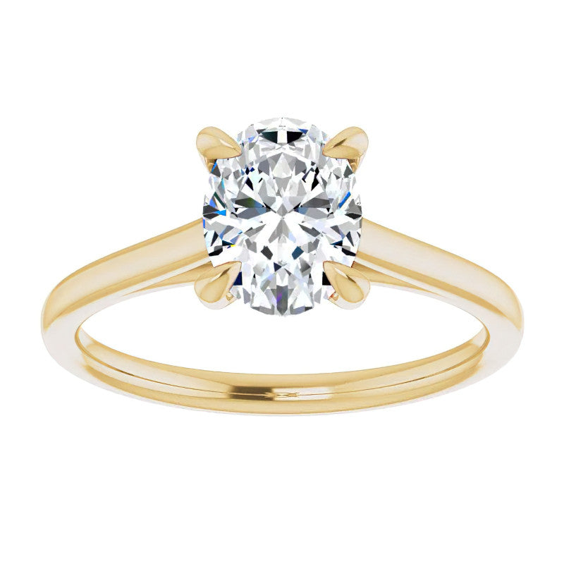 Oval Moissanite Petite Cathedral Solitaire