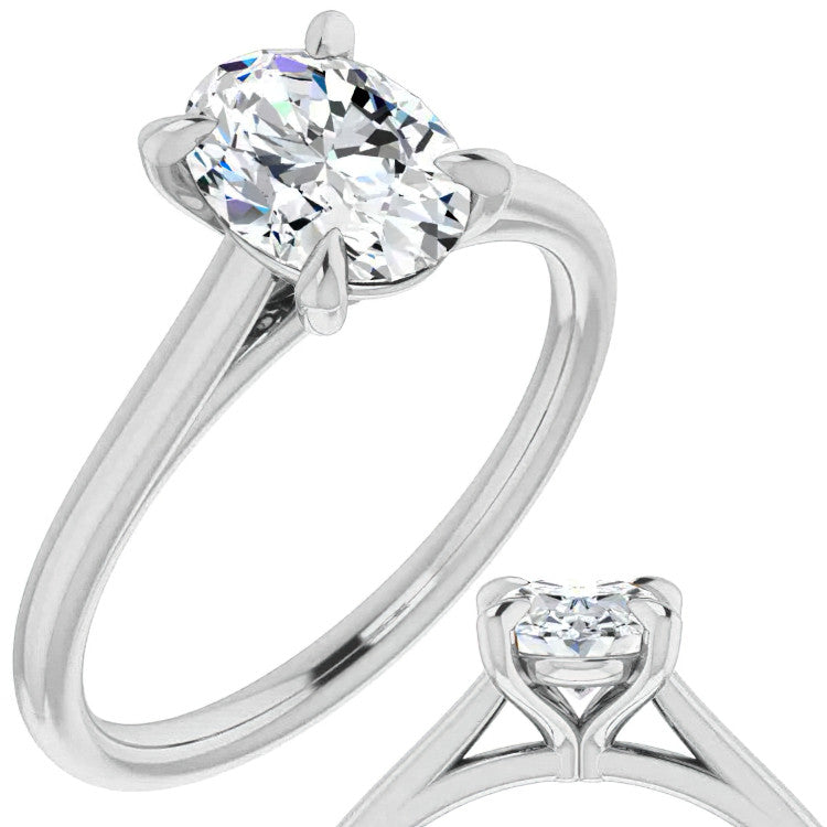 Oval Moissanite Petite Cathedral Solitaire