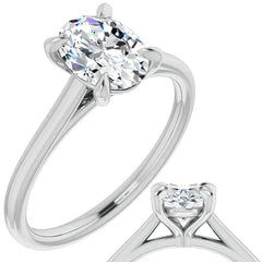 Oval Moissanite Petite Cathedral Solitaire