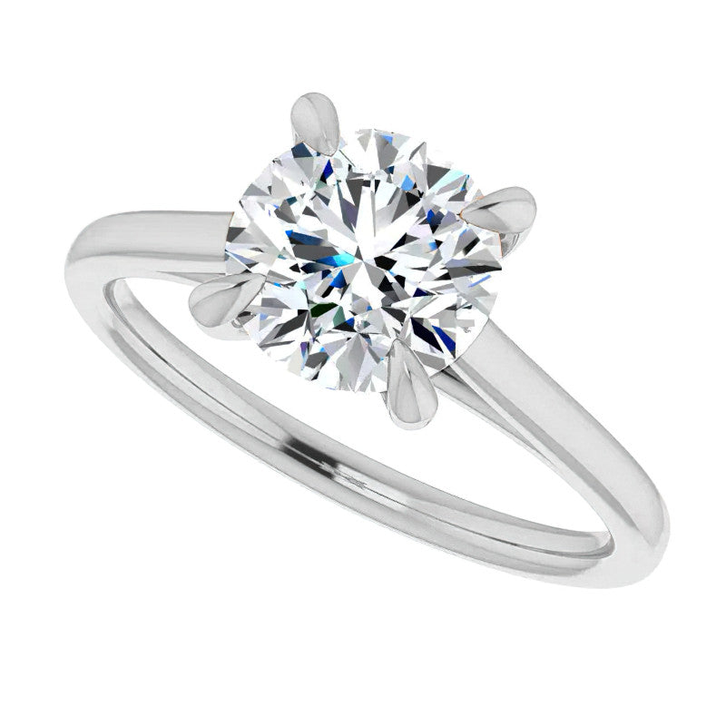 Round Brilliant Moissanite Petite Cathedral Solitaire