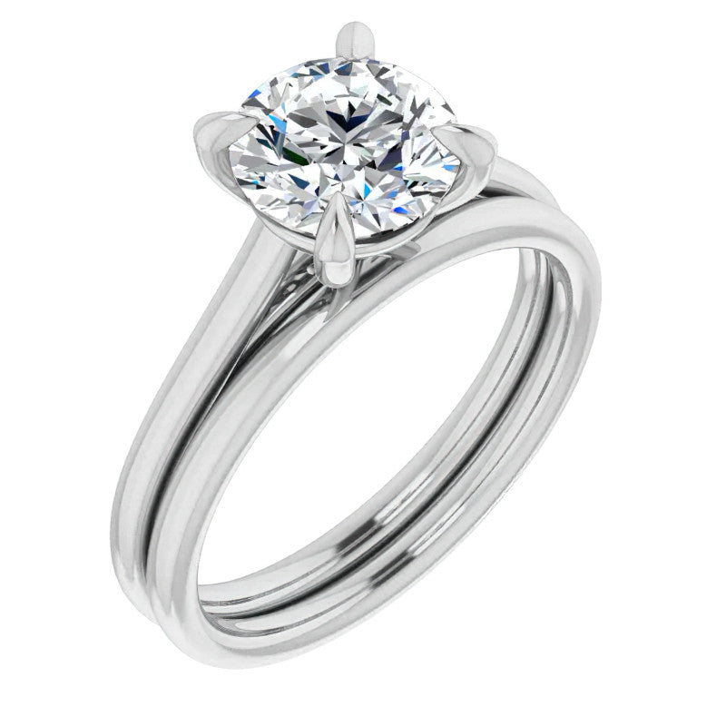 Round Brilliant Moissanite Petite Cathedral Solitaire
