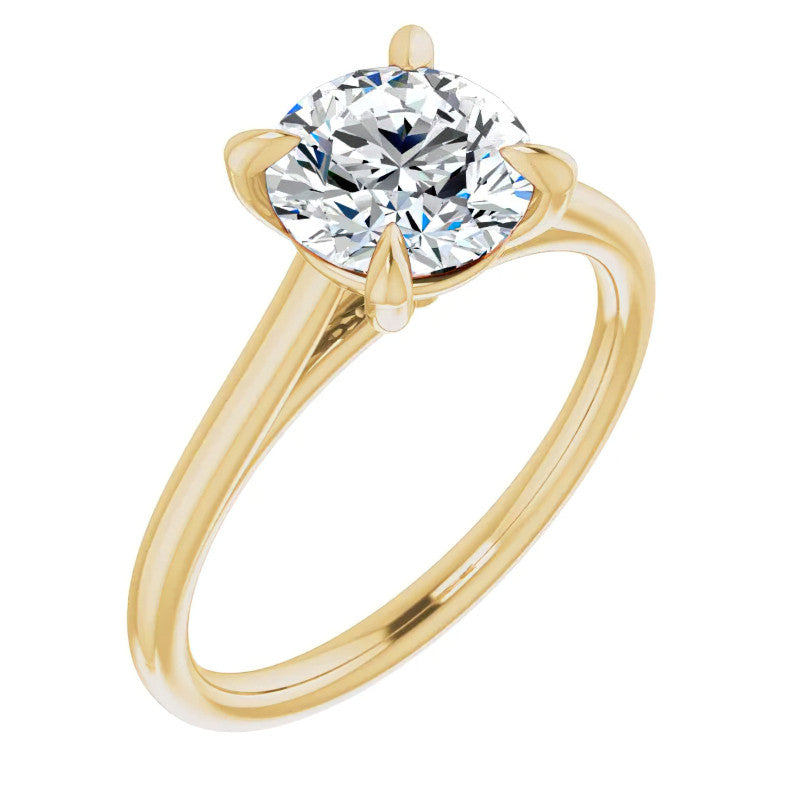 Round Brilliant Moissanite Petite Cathedral Solitaire
