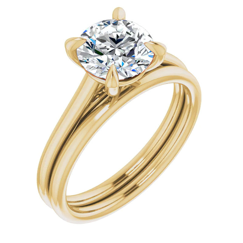 Round Brilliant Moissanite Petite Cathedral Solitaire