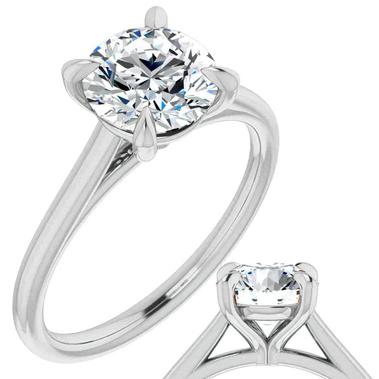 Round Brilliant Moissanite Petite Cathedral Solitaire