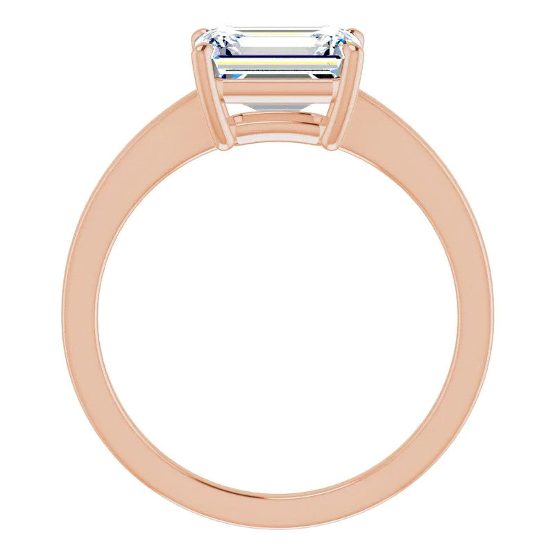 Petite Low East-West Emerald / Radiant Moissanite Solitaire Ring