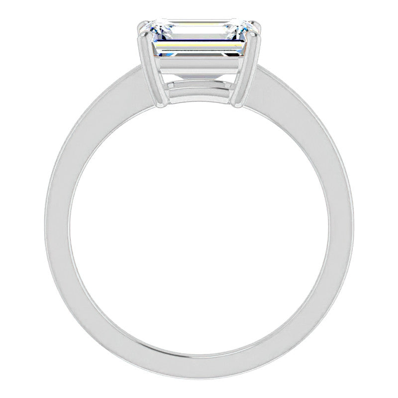 Petite Low East-West Emerald / Radiant Moissanite Solitaire Ring