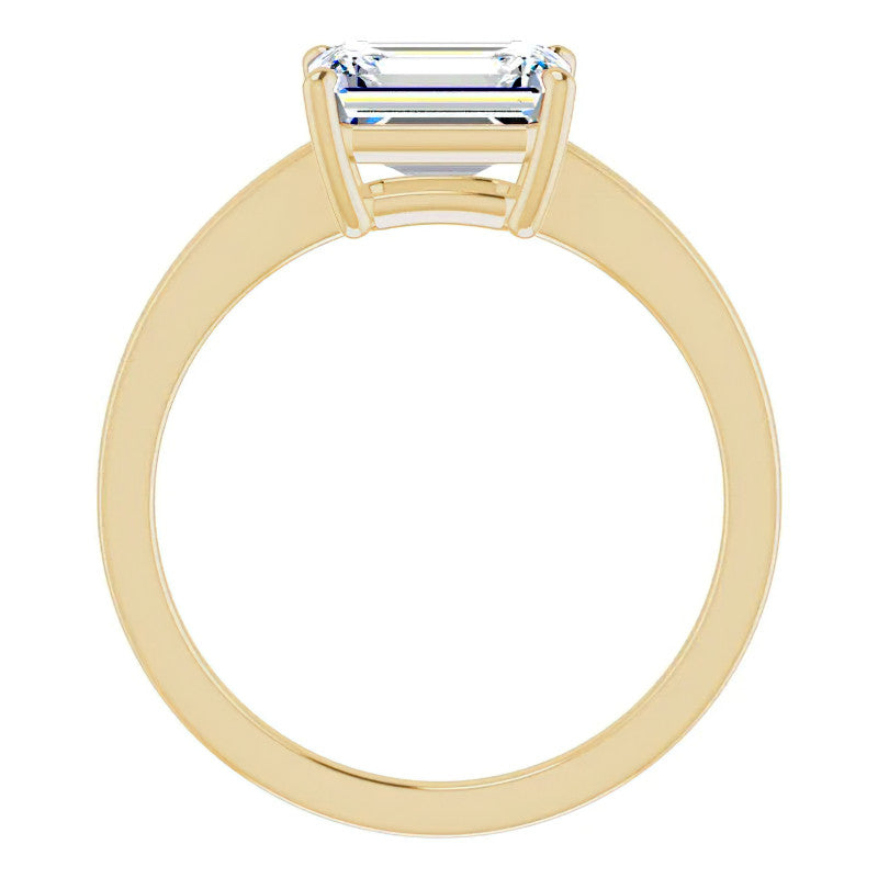 Petite Low East-West Emerald / Radiant Moissanite Solitaire Ring
