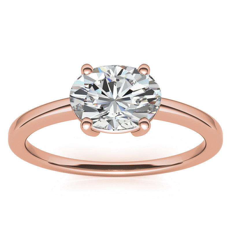 Petite Low East-West Oval Moissanite Solitaire Ring