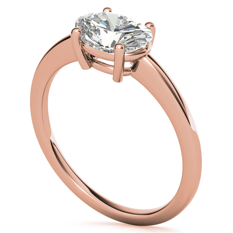 Petite Low East-West Oval Moissanite Solitaire Ring