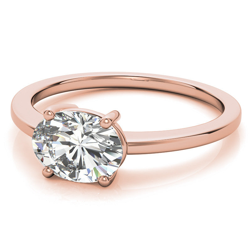 Petite Low East-West Oval Moissanite Solitaire Ring