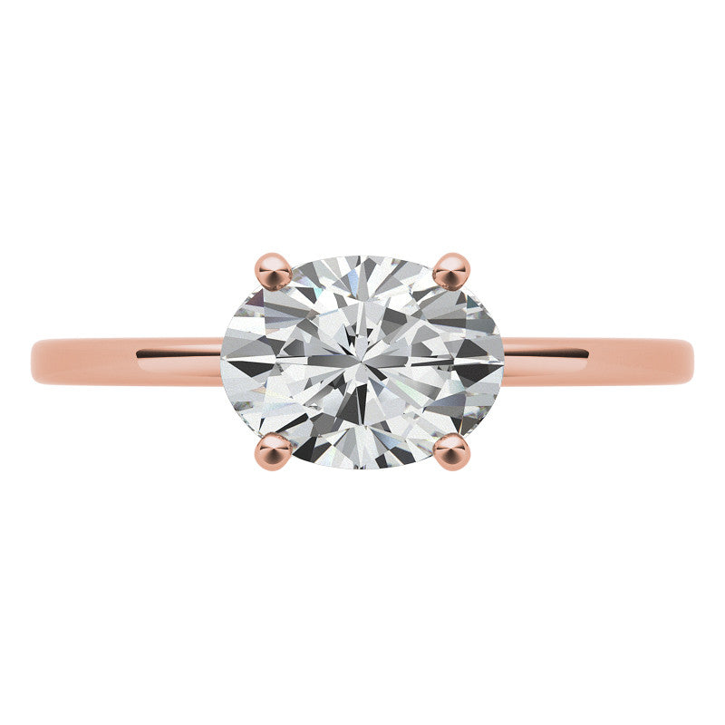 Petite Low East-West Oval Moissanite Solitaire Ring